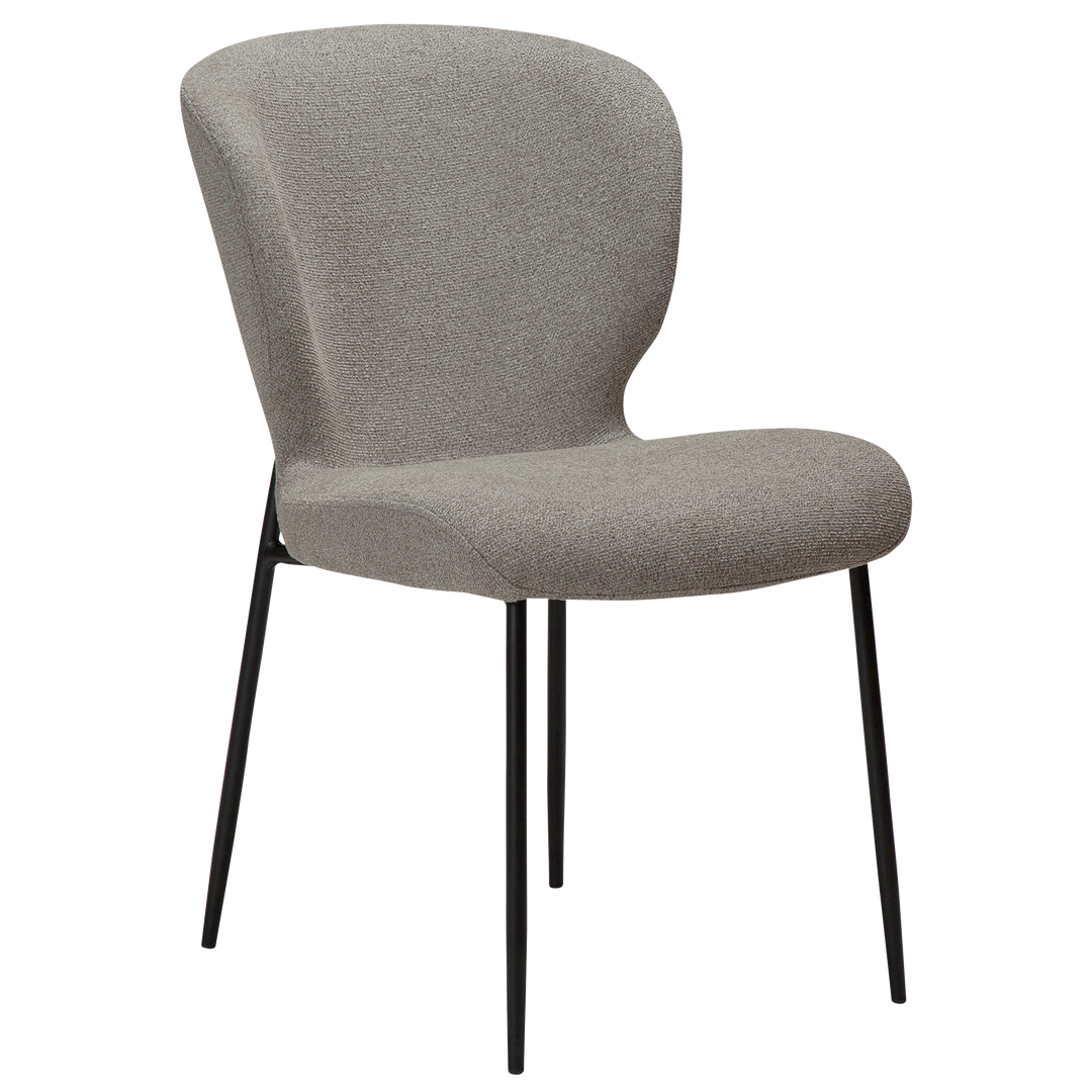 DAN-FORM GLORY spisebordsstol Pebble earth bouclé stof og sort metal