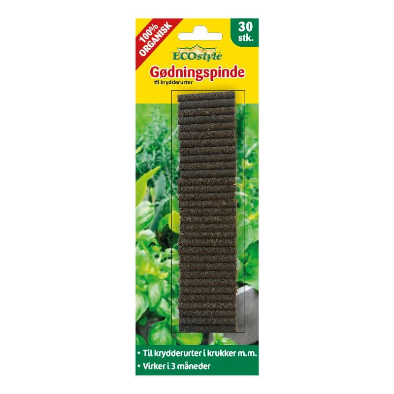 Produktbillede af Gødningspinde til krydderurter 30 stk ECOstyle på tilbud i høj kvalitet