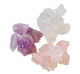 Produktbillede af NatureSource Golden Triangle Krystalpakke Rosakvarts ametyst & bjergkrystal 600g. på tilbud