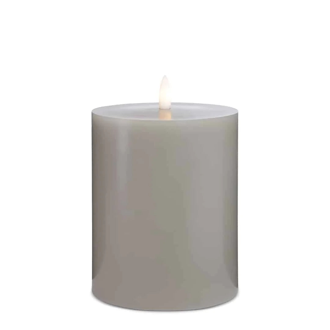 LED Stearinlys 1 stk. ø10 x 15 cm m/3D flamme (flere farver) Grå