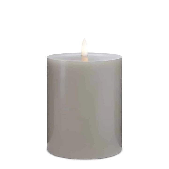 LED Stearinlys 1 stk. ø10 x 15 cm m/3D flamme (flere farver) Grå