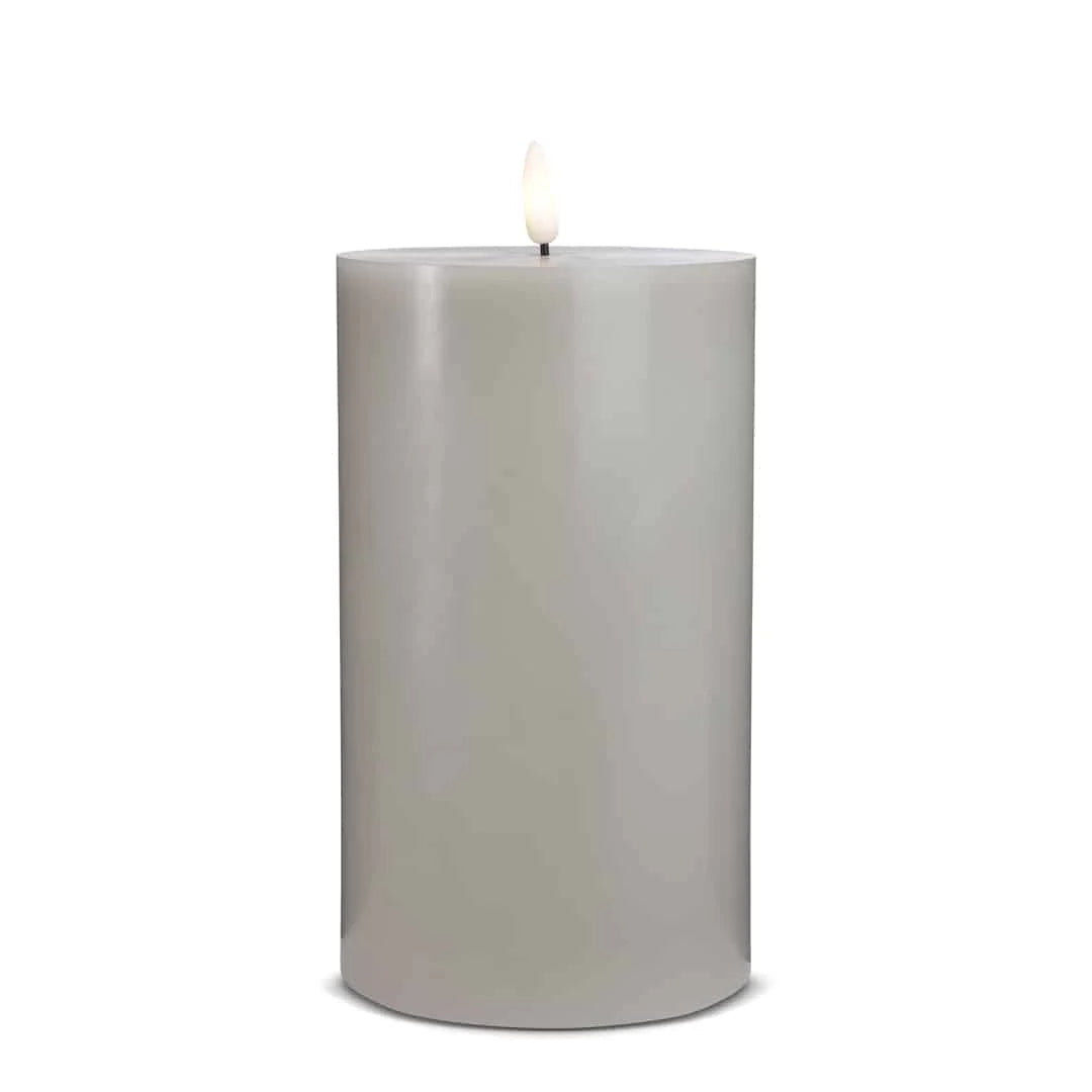 LED Stearinlys 1 stk. ø10 x 20 cm m/3D flamme (flere farver) Grå