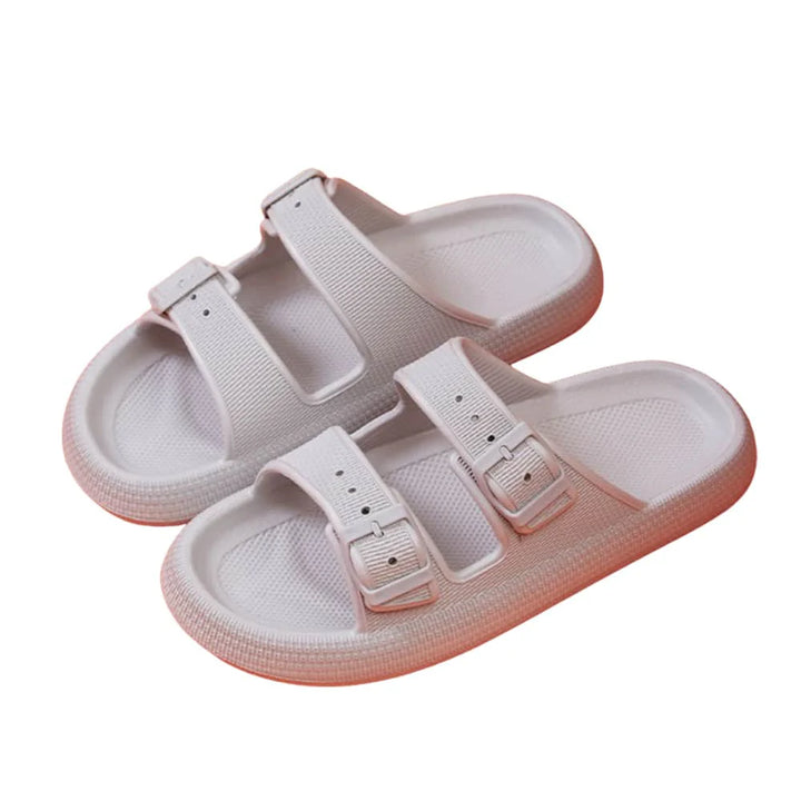 Slippers / Tøfler m/Spænde Bløde & Skridsikre i flere flotte farver (kendt som Happy Flops) Grå / 42/43