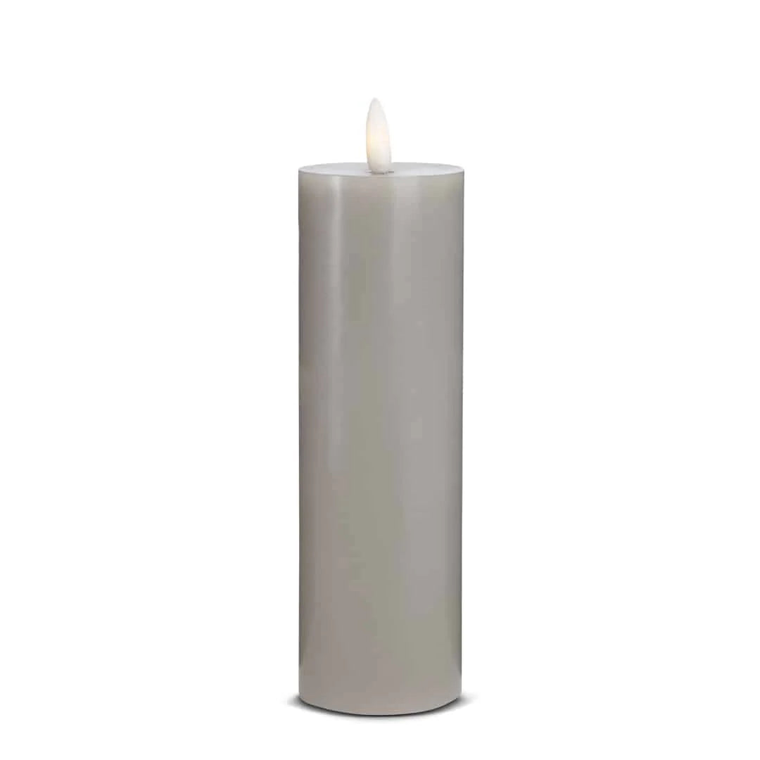 LED Stearinlys 1 stk. ø5,5 x 20 cm m/3D flamme (flere farver) Grå