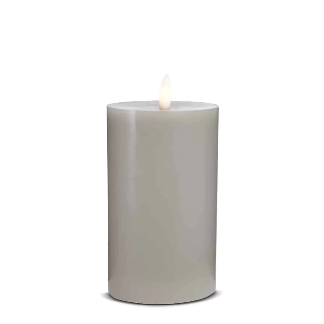 LED Stearinlys 1 stk. ø5,5 x 15 cm m/3D flamme (flere farver) Grå