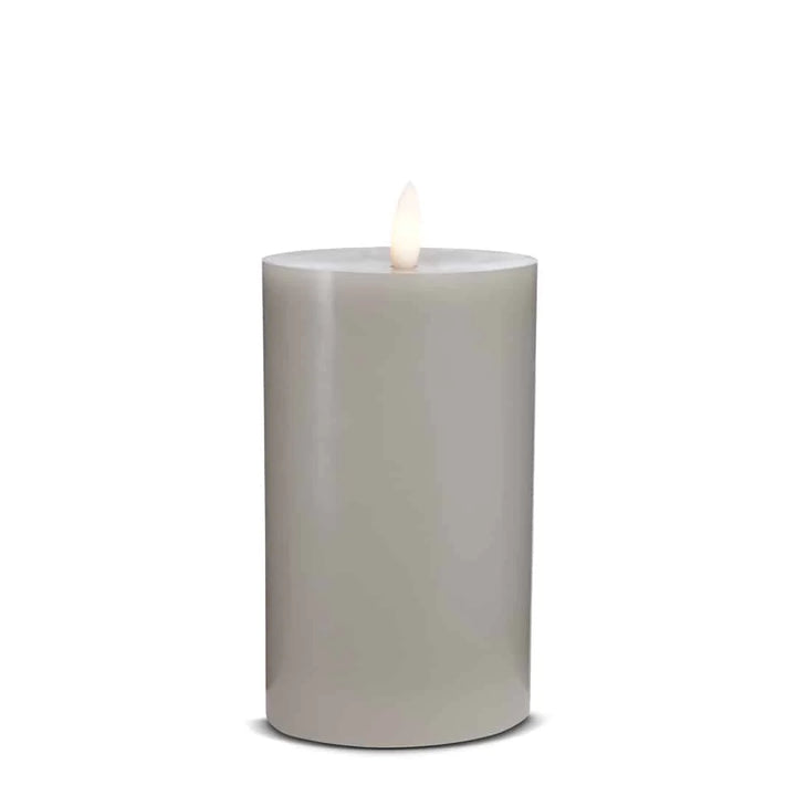 LED Stearinlys 1 stk. ø5,5 x 15 cm m/3D flamme (flere farver) Grå