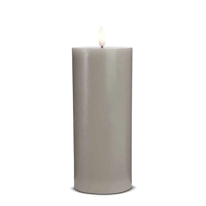 LED Stearinlys 1 stk. ø7,5 x 20 cm m/3D flamme (flere farver) Grå