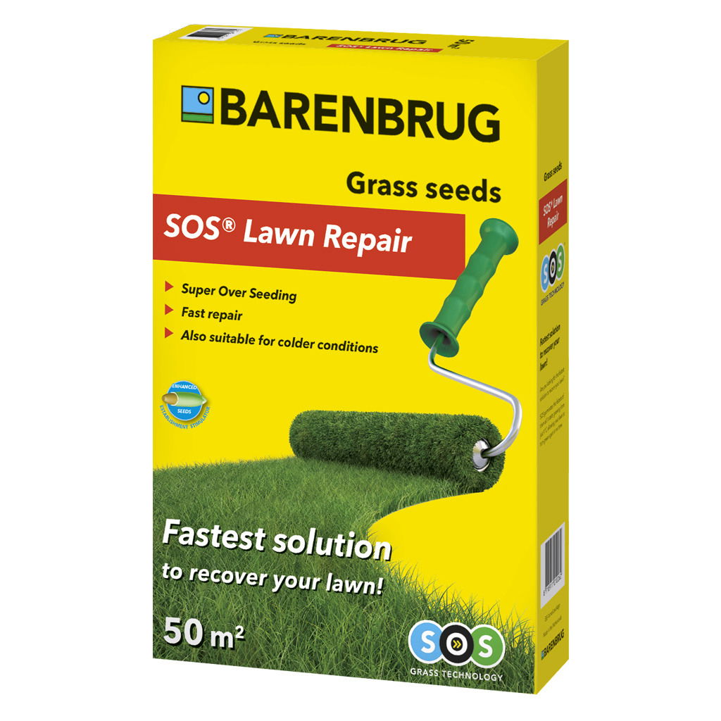 Produktbillede af Græsfrø Barenbrug SOS lawn Repair plæne 1 kg på tilbud i høj kvalitet