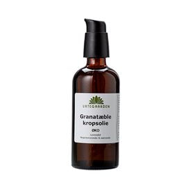 Detaljeret produktbillede af Urtegaarden Granatæblekropsolie ØKO lavendel 100ml. på tilbud