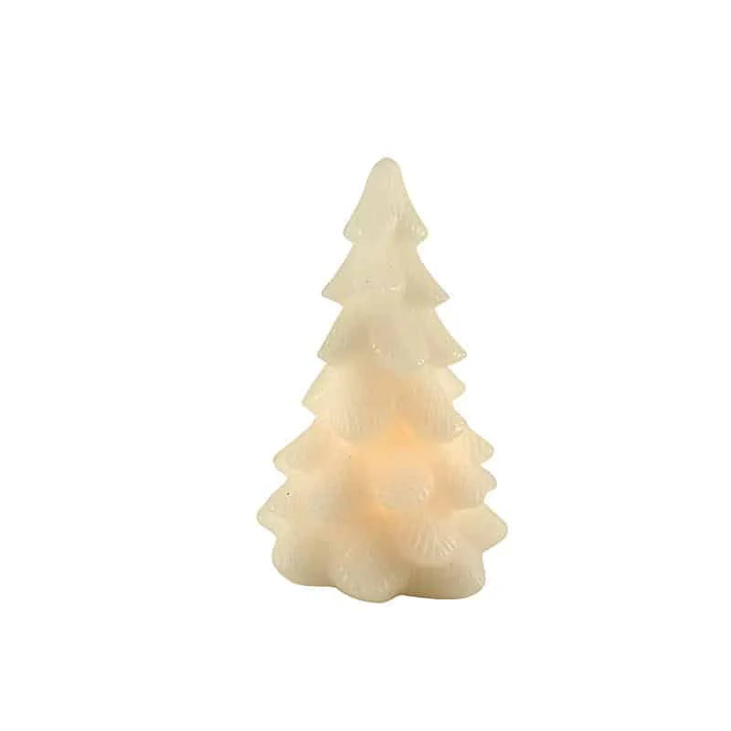 LED lys stearin Juletræ m/timer 16,18 eller 20 cm hvid 20 cm