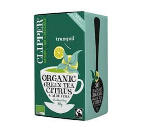 Stort online udvalg i Clipper Grøn Te m. Aloe Vera Ø 20br. ❤ Clipper ❤ Hurtig levering: 1 - 2 Hverdage og gratis fragt v/køb over 295 kr. GLS til pakkeshop ❤ Varenummer: HG-26453 og barcode / Ean: 5021991941672 på lager - Kæmpe udvalg i Drikke - Over 360 kendte mærker på udsalg