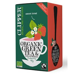 Produktbillede af Clipper Grøn Te m. Jordbær Ø 20br. på tilbud