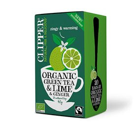 Produktbillede af Clipper Grøn Te m. Lime & Ingefær Ø 20br. på tilbud