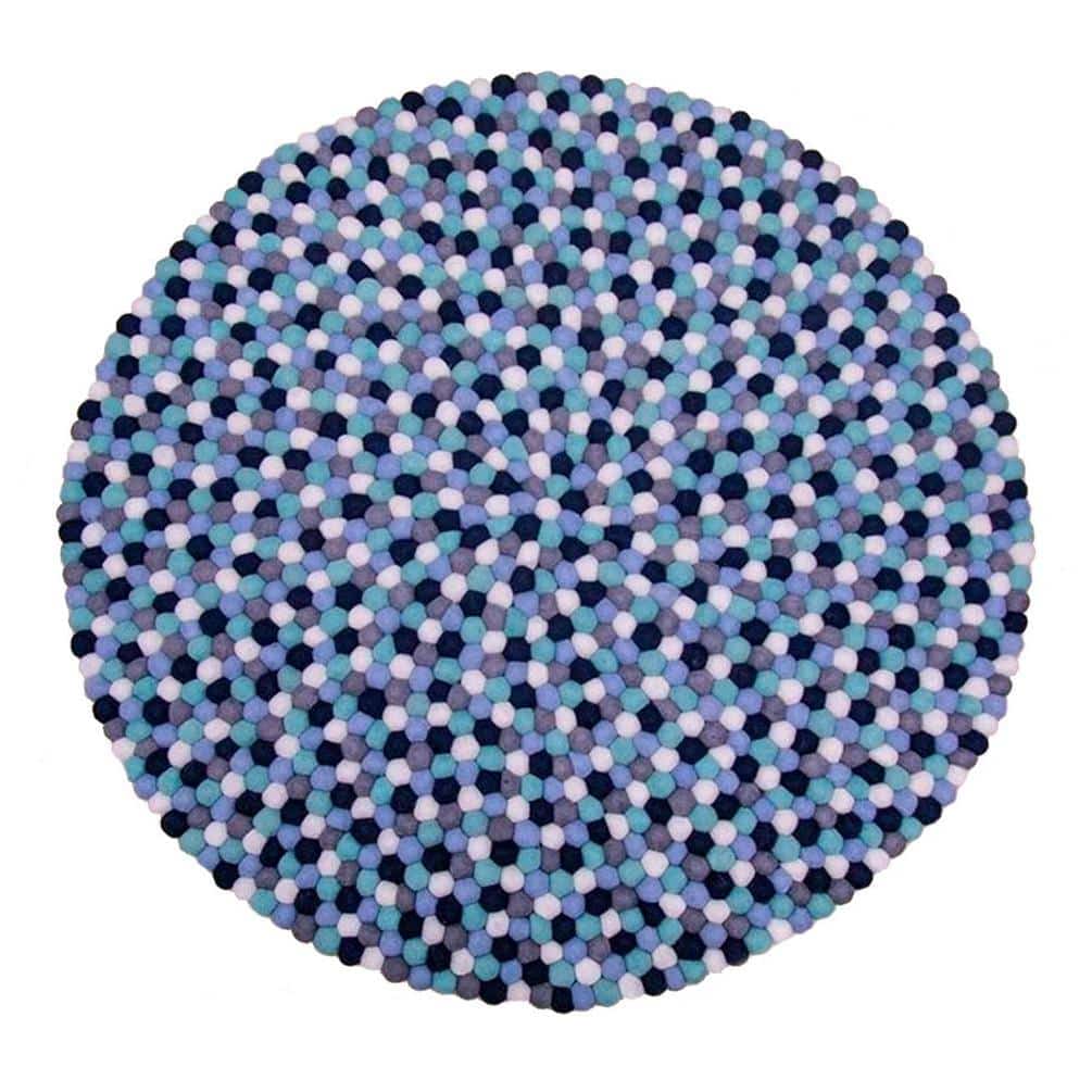 Kugletæppe i 100% ren Nepal uld (Fås i flere forskellige farver og størrelser) 140 cm / Grøn multifarvet