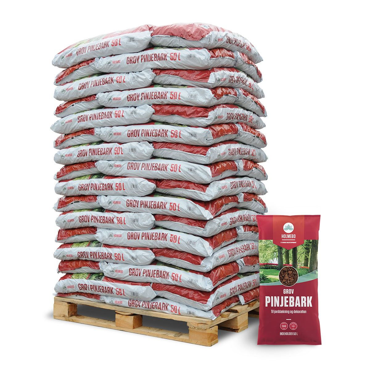 Produktbillede af Grov pinjebark 25-40mm 48x50 liter poser på tilbud i høj kvalitet
