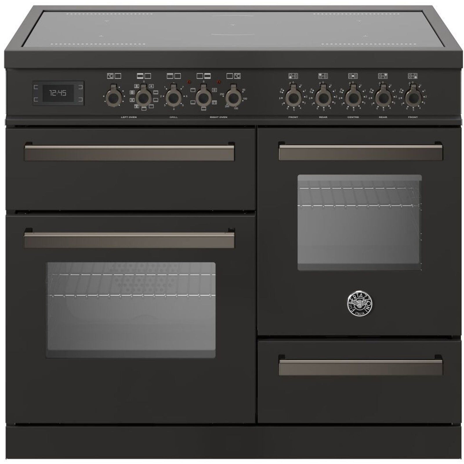 Bertazzoni Bertazzoni Professional induktionskomfur med trippel-ovn, 100 cm, mat sort – frontbillede (Induktionskomfur)