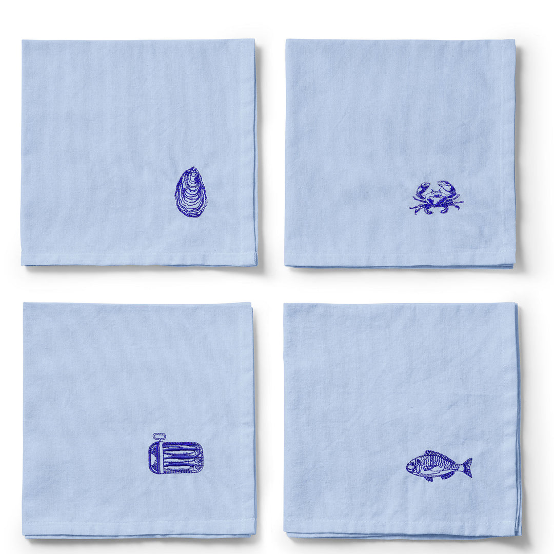 Midnatt Midnatt Josefin La Mer servietter 40x40 cm 4-pak, blå – frontbillede (Serviet)