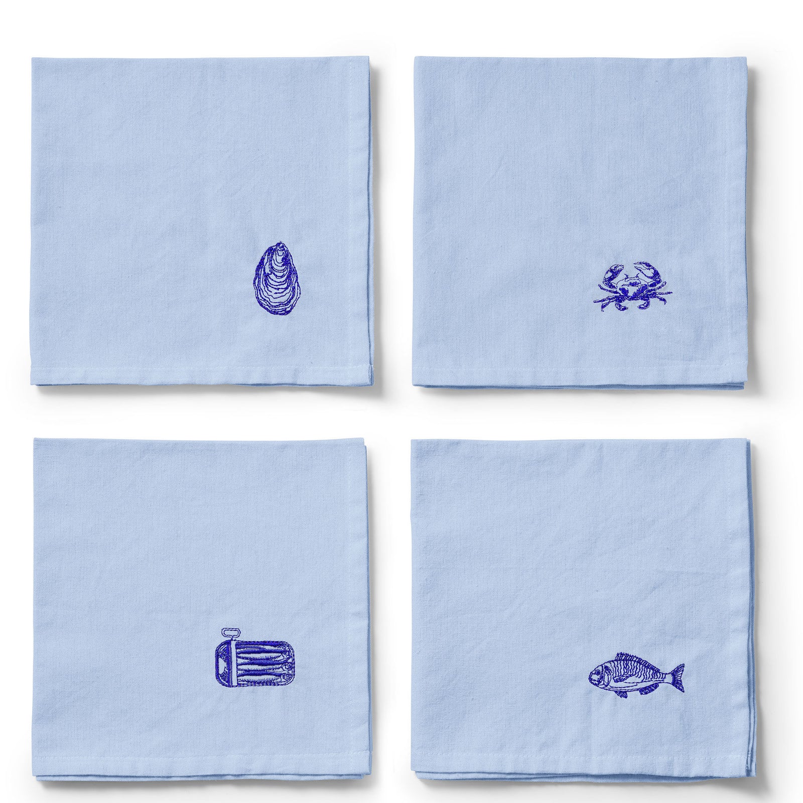 Midnatt Midnatt Josefin La Mer servietter 40x40 cm 4-pak, blå – frontbillede (Serviet)