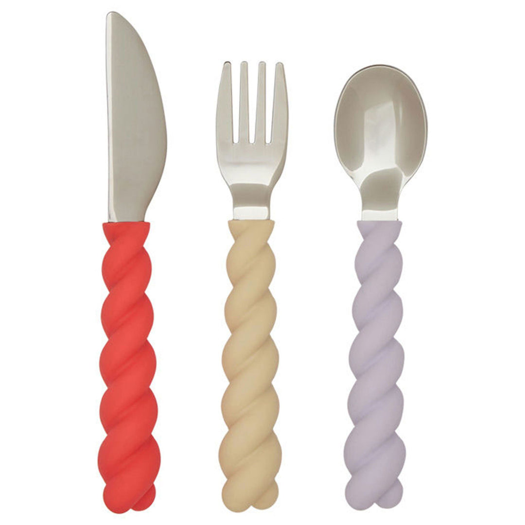 Oyoy mini OYOY Mini Mellow børnebestik, lavender/vanilla/red – produktvisning (Bestik til børn)
