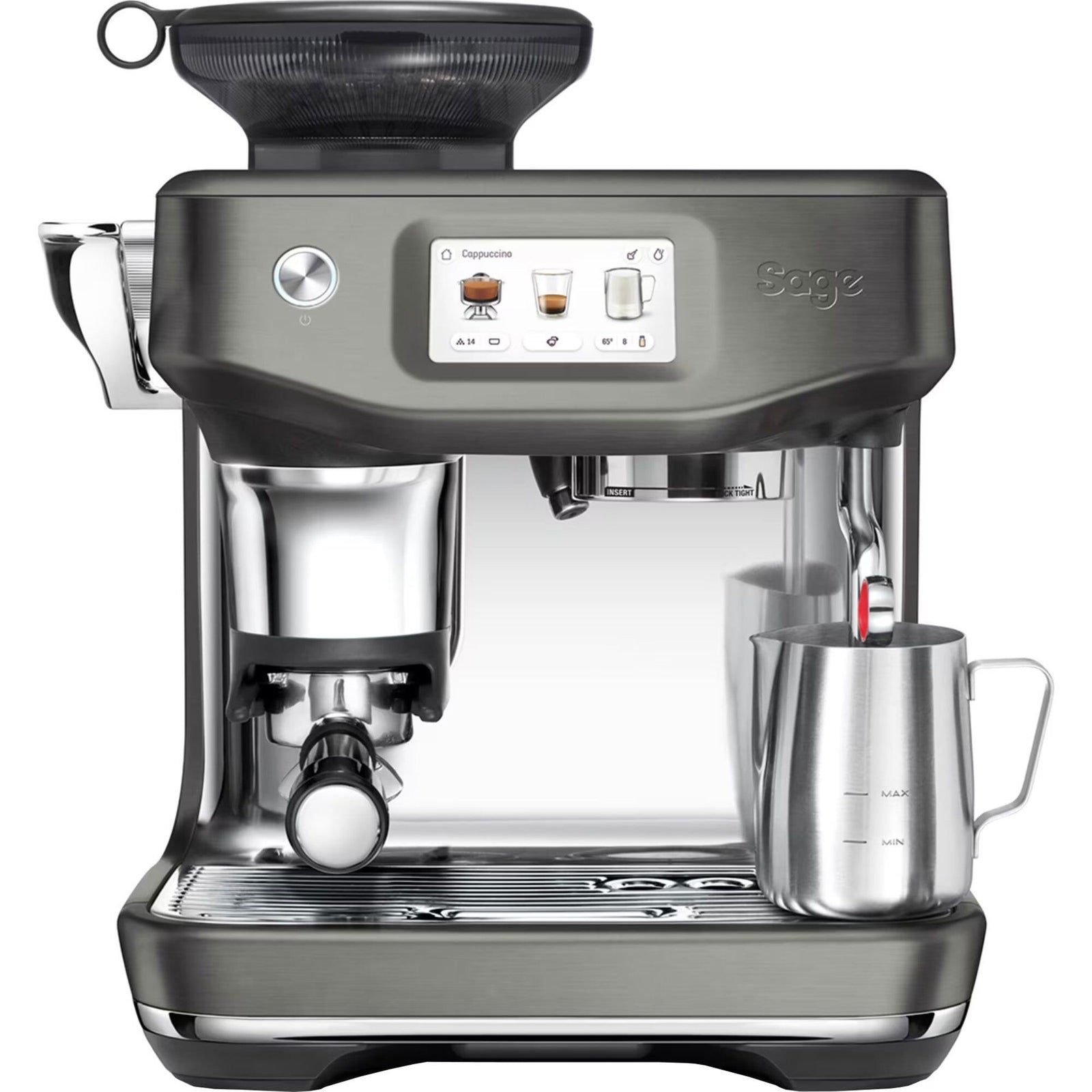 Sage Sage Barista Touch  Impress SES881 espressomaskine, black steel – produktvisning (Espressomaskiner)