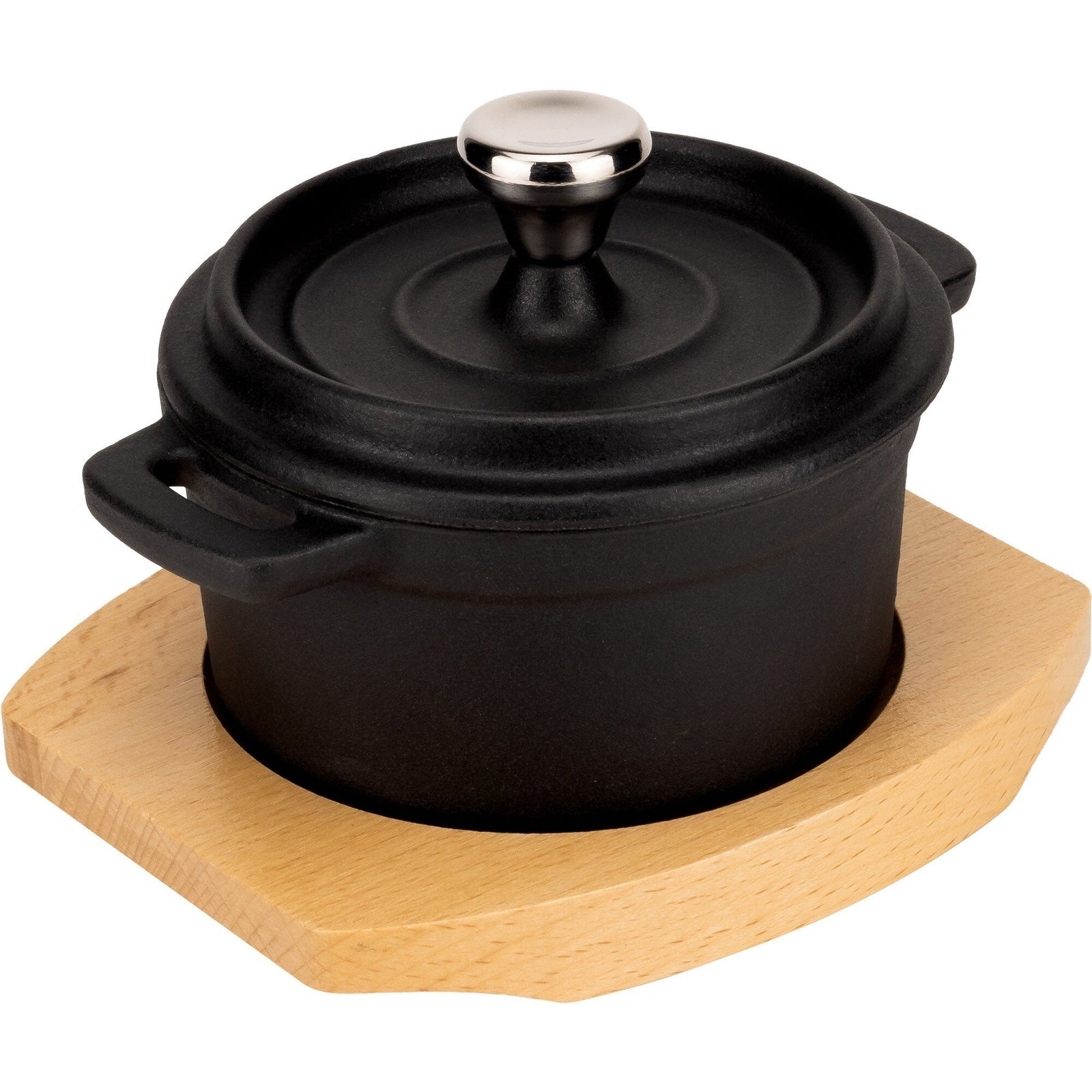 Essentials Essentials Støbejerns Serveringsgryde 10 cm, bordskåner i træ ❤ billede i brug (Støbejernsgryde)