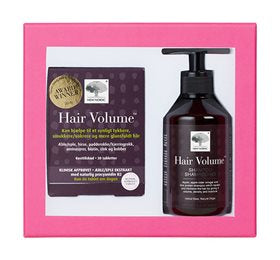 Detaljeret produktbillede af New Nordic Hair Volume Gaveæske værdi 396,- Hair Volume 30 tab + Shampoo 250 ml på tilbud