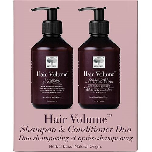 Produktbillede af New Nordic Hair Volume shampoo & Conditioner sampak på tilbud i brug