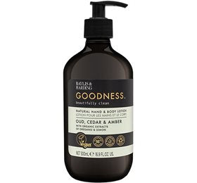 Detaljeret produktbillede af GOODNESS Hand & Body Lotion Oud Cedar & Amber 500ml på tilbud
