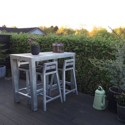 Produktbillede af Rock-Solid barbord i galvaniseret stål uden hjul 67 x 124 x højde 100 cm på tilbud i høj kvalitet