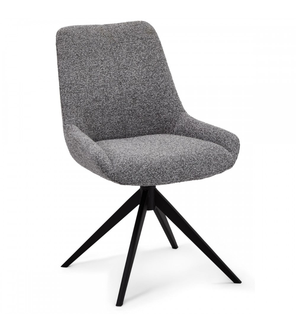 Helena spisebordsstol m. drejefunktion grå polyester stof og sort metal