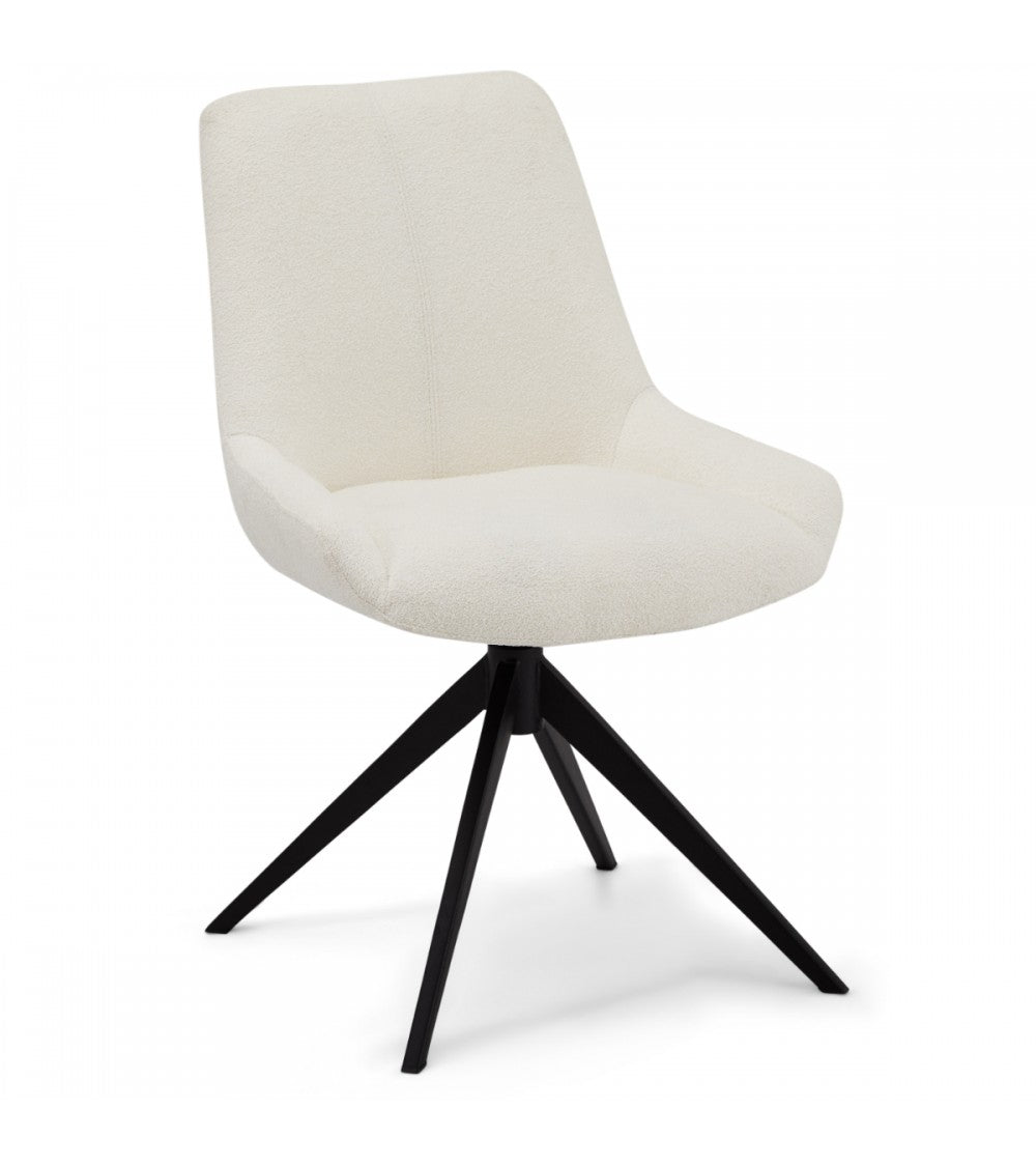 Helena spisebordsstol m. drejefunktion hvid polyester stof og sort metal