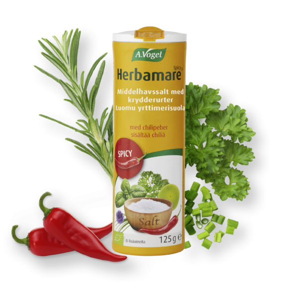 Produktbillede af A.Vogel Herbamare Spicy Urtesalt (125 g) på tilbud i brug