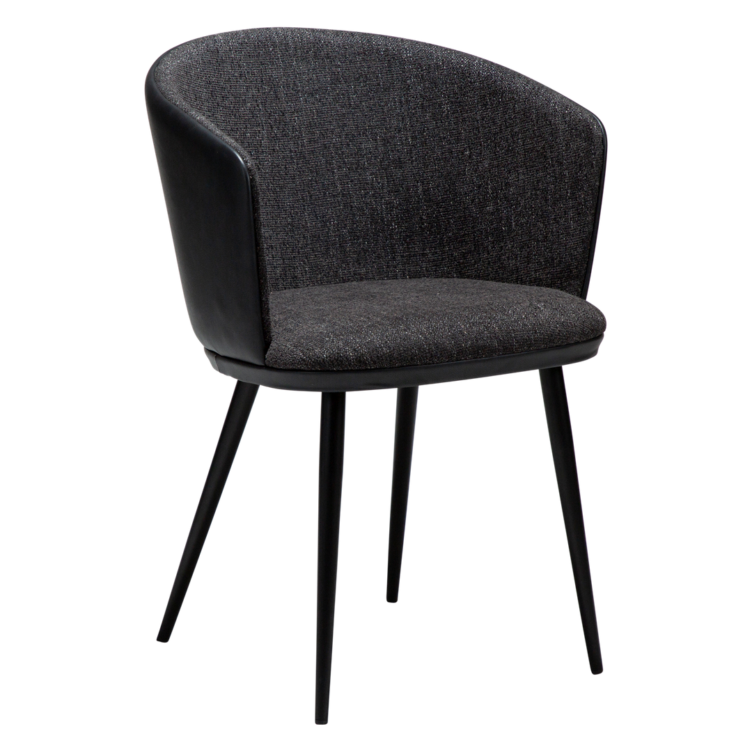 DANFORM Hey lænestol m. armlæn Ravn sort boucléstof/kunstlæder og sort stål