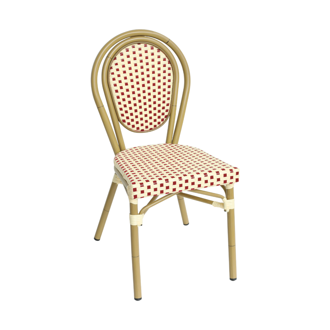 Produktbillede af Paris Caféstol Flet Rød-beige på tilbud