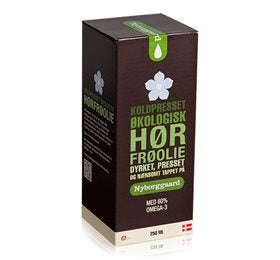 Produktbillede af Nyborggaard Hørfrøolie koldpresset Ø 250 ml. på tilbud