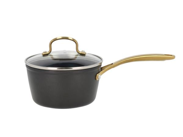 Produktbillede af Claus Holm Kasserolle med glaslåg keramisk Brasserie 1,5 liter Sort non-stick i premium kvalitet