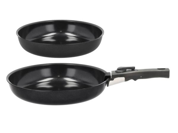Produktbillede af Claus Holm HOLM Stegepandesæt med aftageligt håndtag Dia 24+28 cm Sort i premium kvalitet