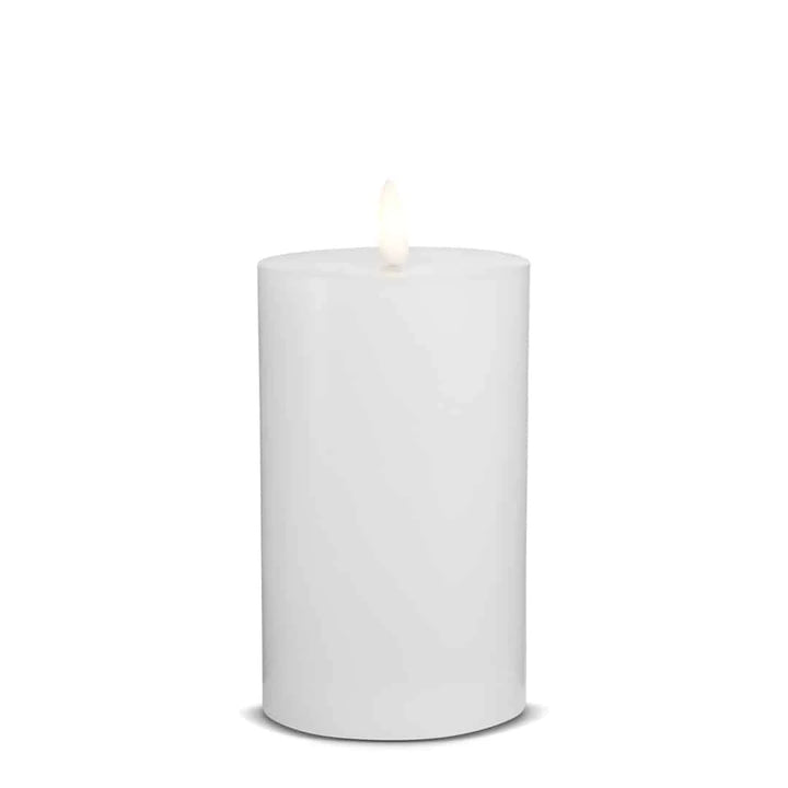 LED Stearinlys 1 stk. ø5,5 x 15 cm m/3D flamme (flere farver) Hvid