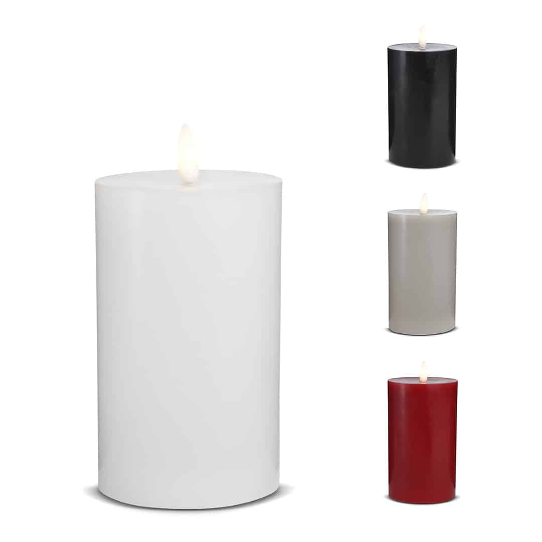 Produktbillede af Køb LED Stearinlys 1 stk. ø7,5 x 15 cm m/3D flamme (flere farver) Hvid på tilbud