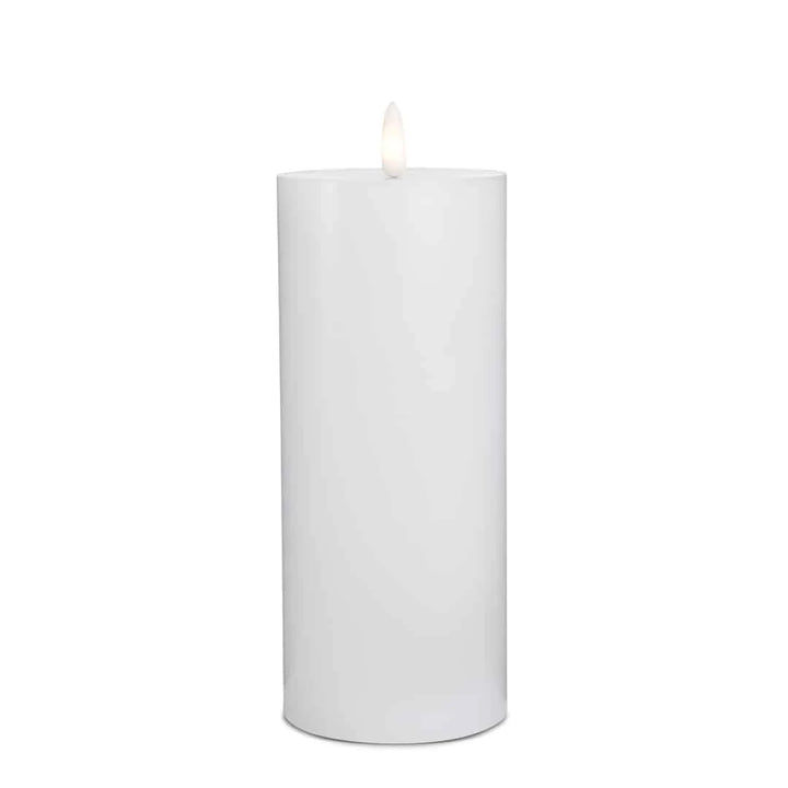 LED Stearinlys 1 stk. ø7,5 x 20 cm m/3D flamme (flere farver) Hvid