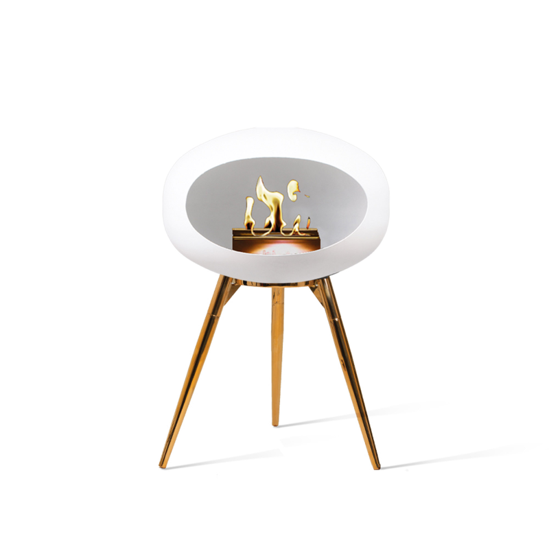 Le Feu Hvid biopejs med Rose Gold skål - Ground Low 45cm - ben i Rose Gold