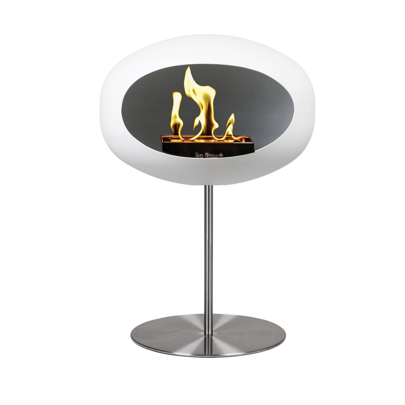 Le Feu Hvid biopejs - Ground Steel Low 50cm - Rustfri Stål