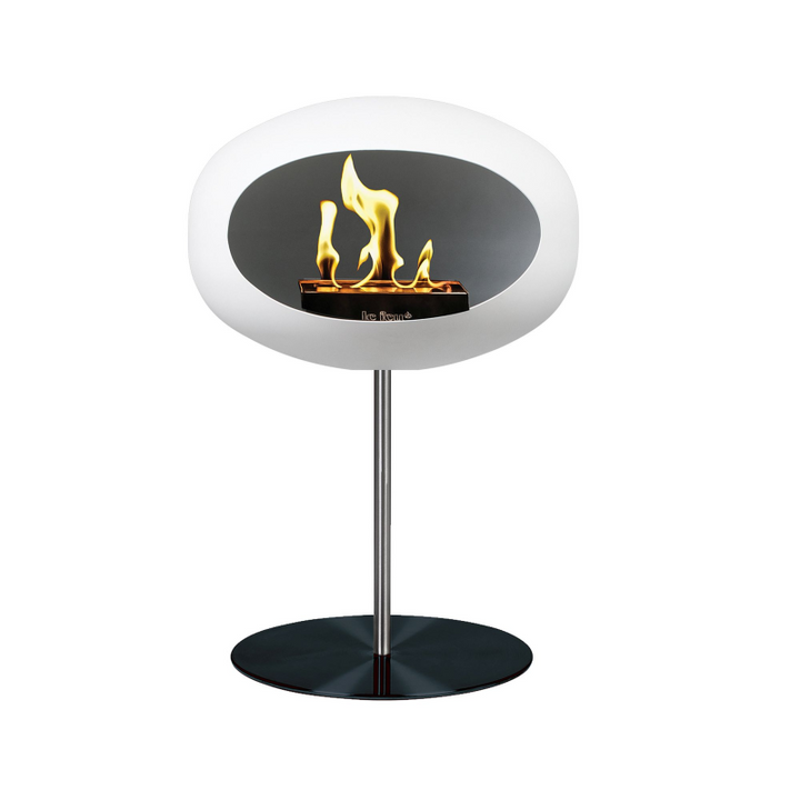 Le Feu Hvid biopejs - Ground Steel Low 50cm - Rustfri stang med sort fod