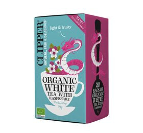 Produktbillede af Clipper Hvid Te m. Hindbær Ø 20br. på tilbud