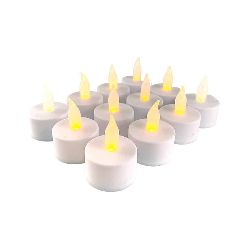 Produktbillede af LED Fyrfadslys i plastik 12 stk. ø3,5 x 5 cm hvid (inkl. batterier) på tilbud