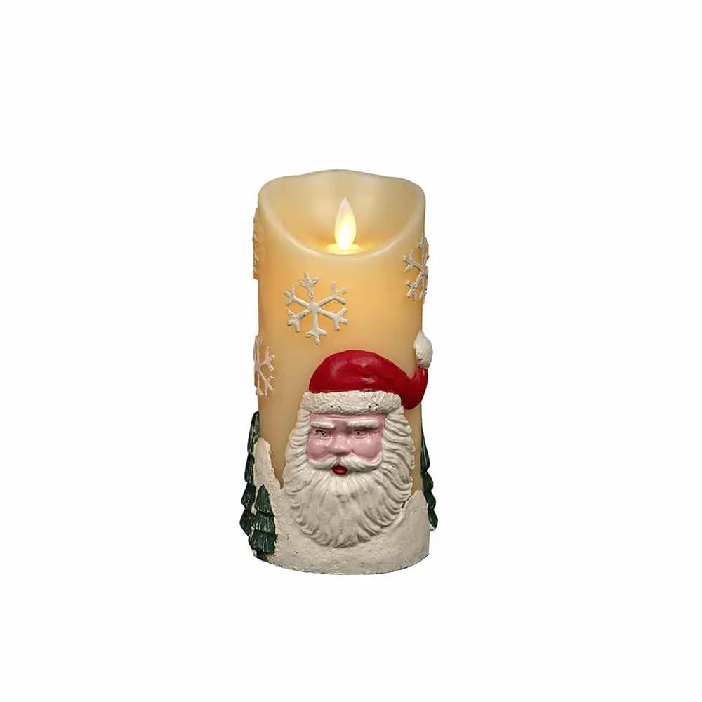 LED Stearinlys Julemotiv Ø9 x 18 cm (rød eller hvid) Hvid