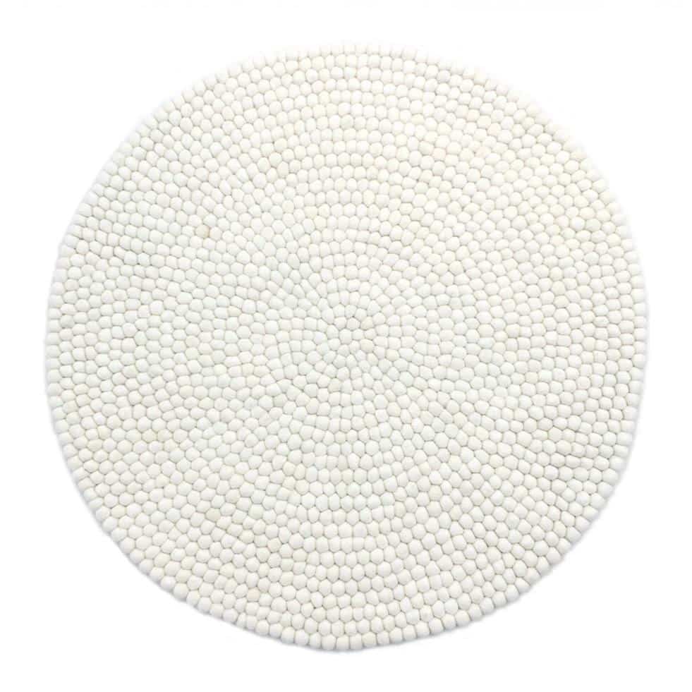 Kugletæppe i 100% ren Nepal uld (Fås i flere forskellige farver og størrelser) 140 cm / Hvid