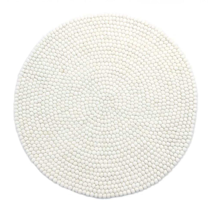 Kugletæppe i 100% ren Nepal uld (Fås i flere forskellige farver og størrelser) 60 cm / Hvid