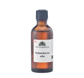 Detaljeret produktbillede af Urtegaarden Hybenkerneolie ØKO 100ml. på tilbud