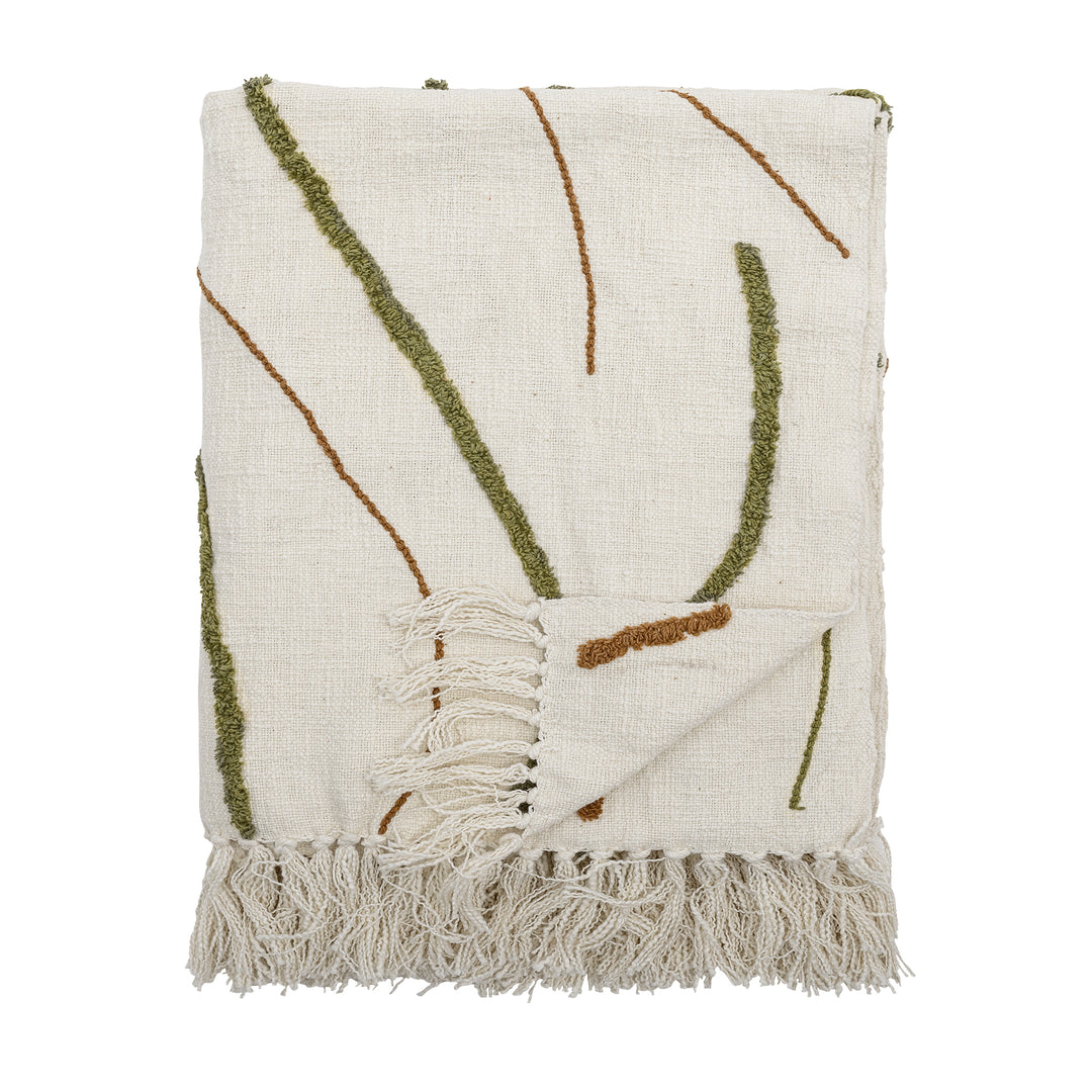 Produktbillede af BLOOMINGVILLE Osasio plaid rektangulær grøn bomuld 150x130 i premium kvalitet